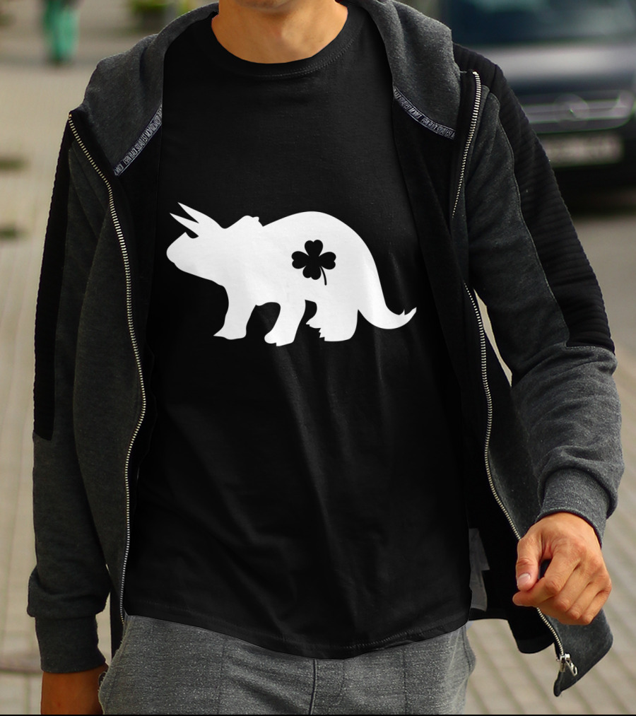 Dino Dinosaur Shamrock Clover St. Patrick's Day T-Shirt