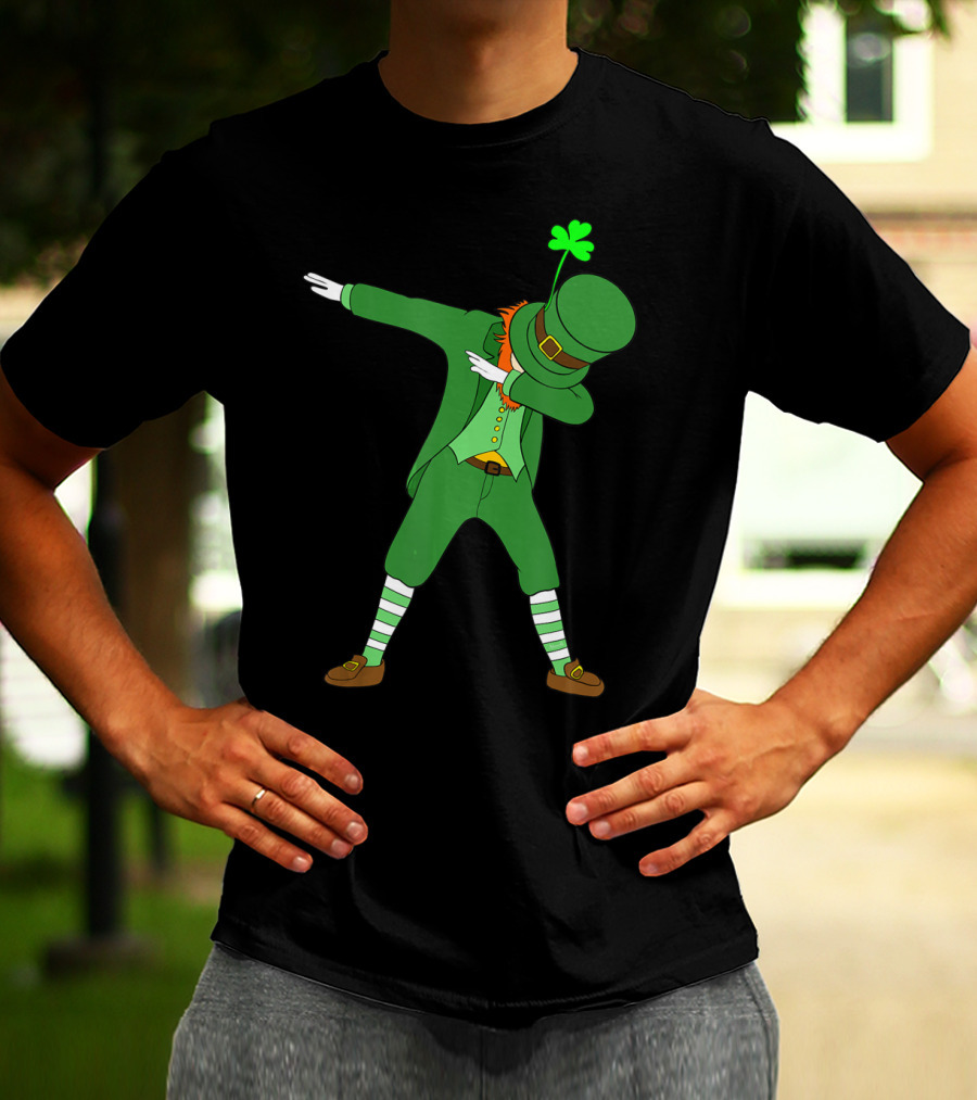 Dabbing Leprechaun St Patricks Day Boys Dab Shamrock Hat T-Shirt