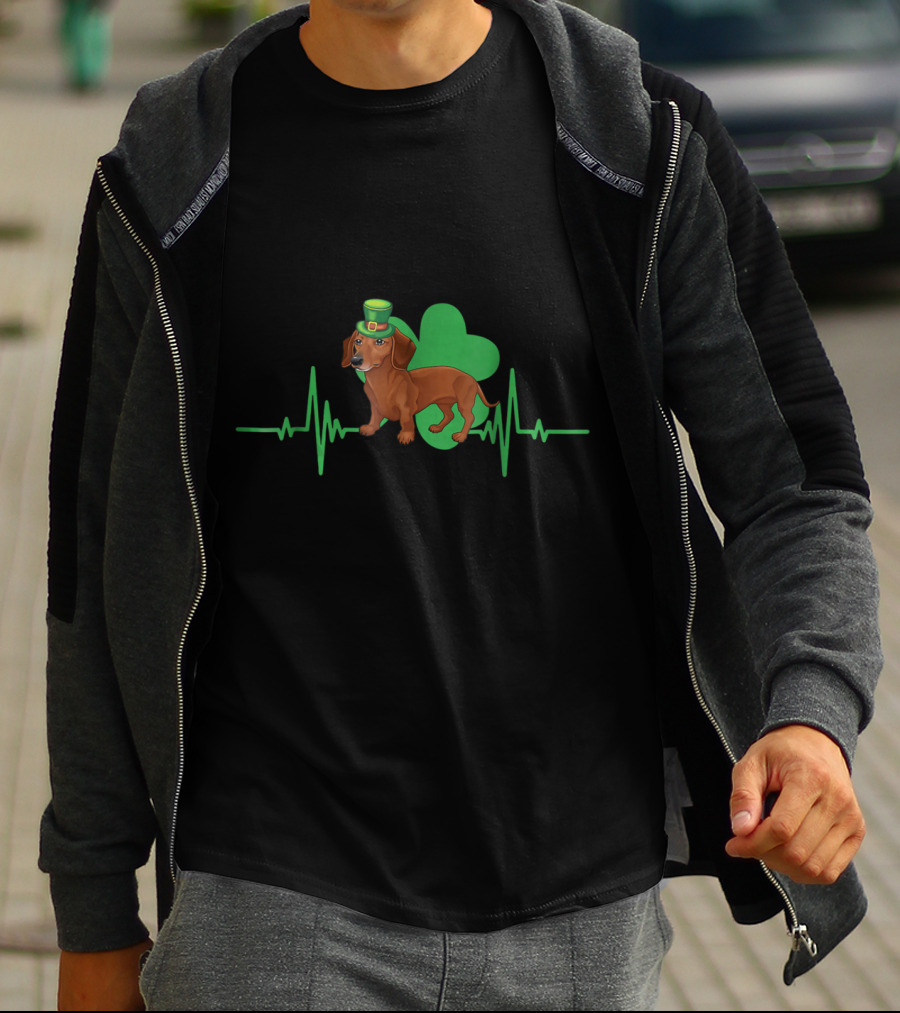 Dachshund Dog Heartbeat Clover St. Patrick's Day Hat T-Shirt