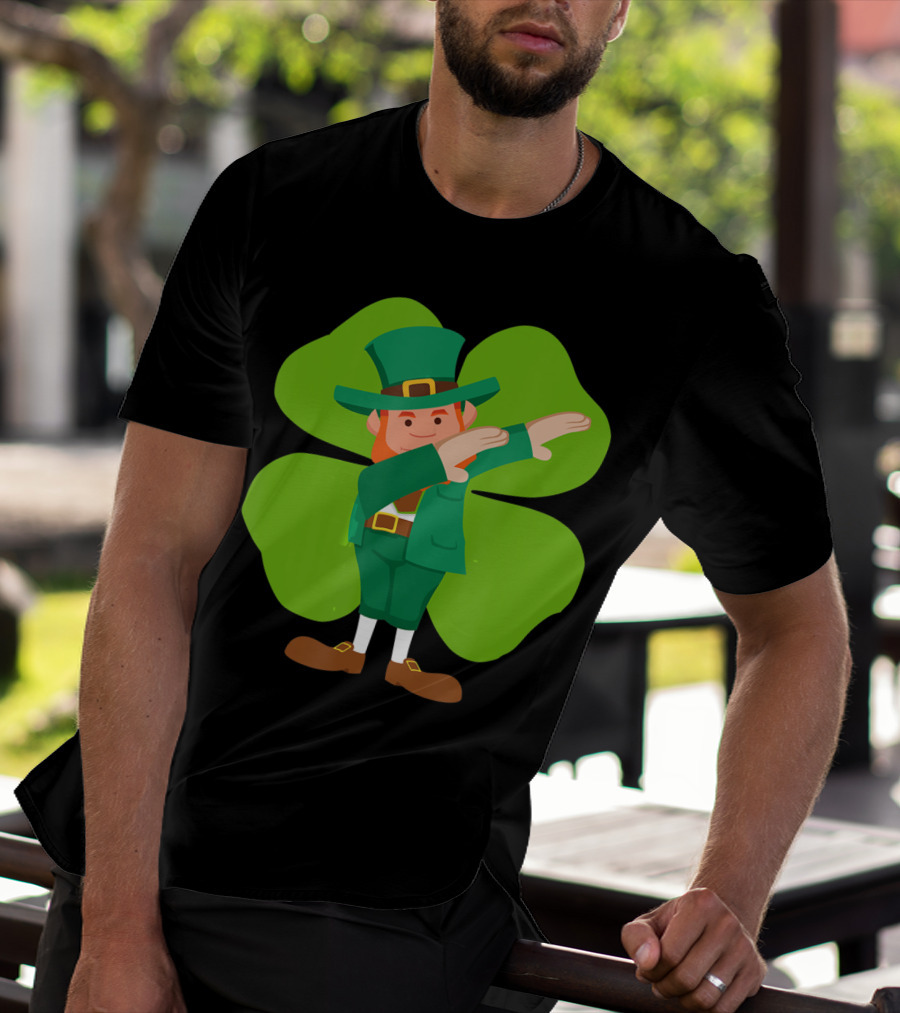 Dabbing Leprechaun Lucky Clover Dance T-Shirt
