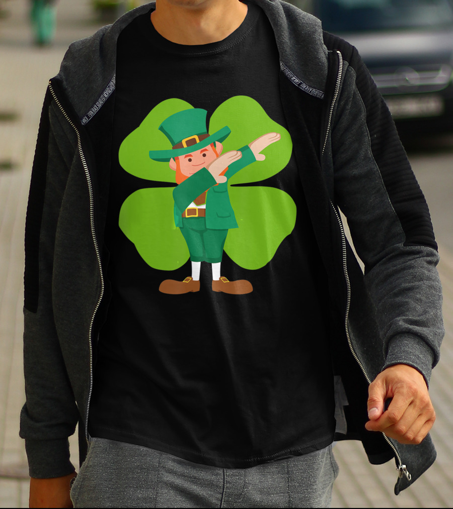 Dabbing Leprechaun Lucky Clover Dance T-Shirt