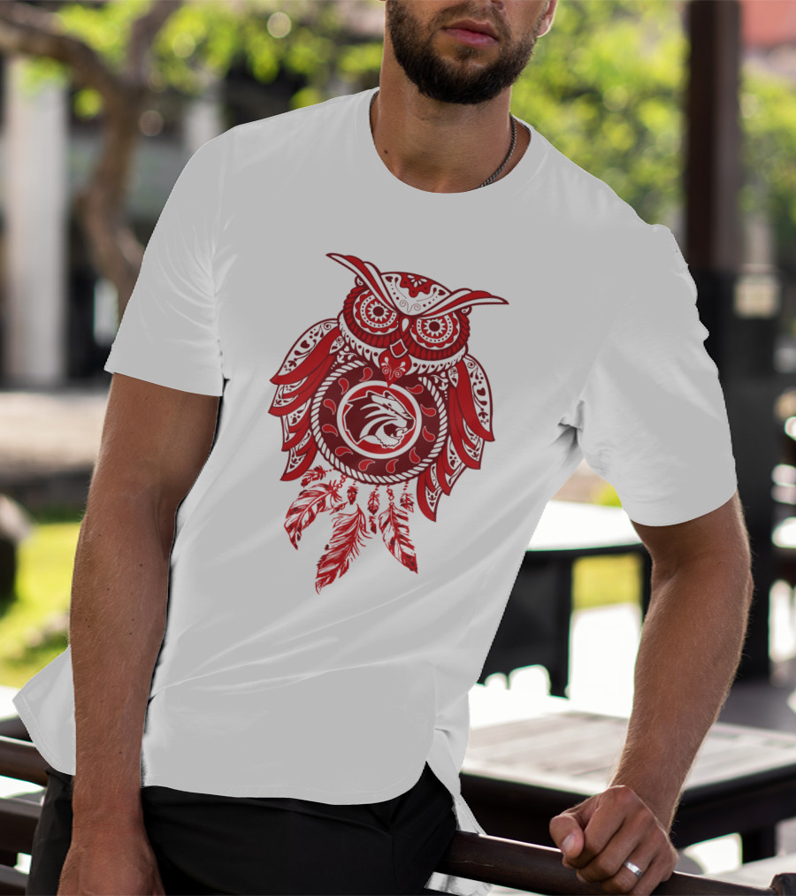 Owl Dreamcatcher Red Lion Feathers T-Shirt
