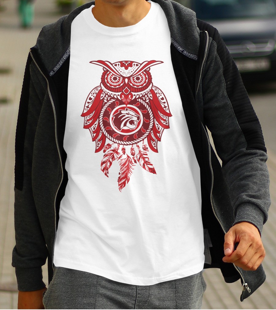 Owl Dreamcatcher Red Lion Feathers T-Shirt