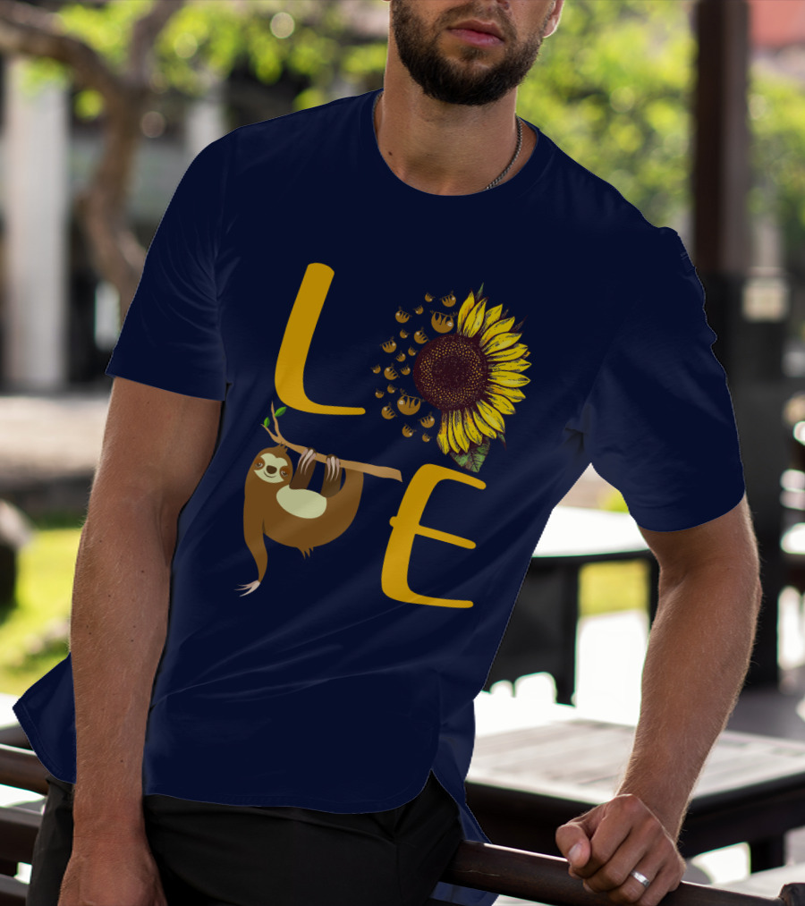 Love Sunflower Sloth Bees T-Shirt