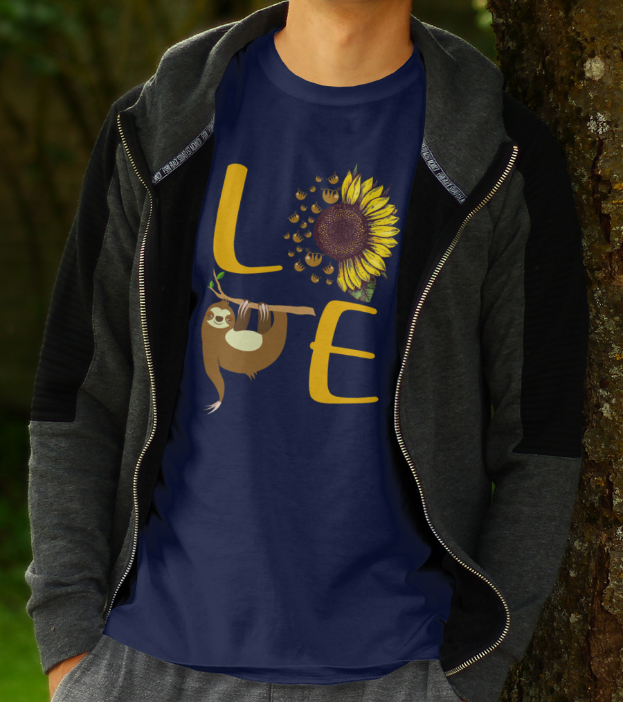 Love Sunflower Sloth Bees T-Shirt