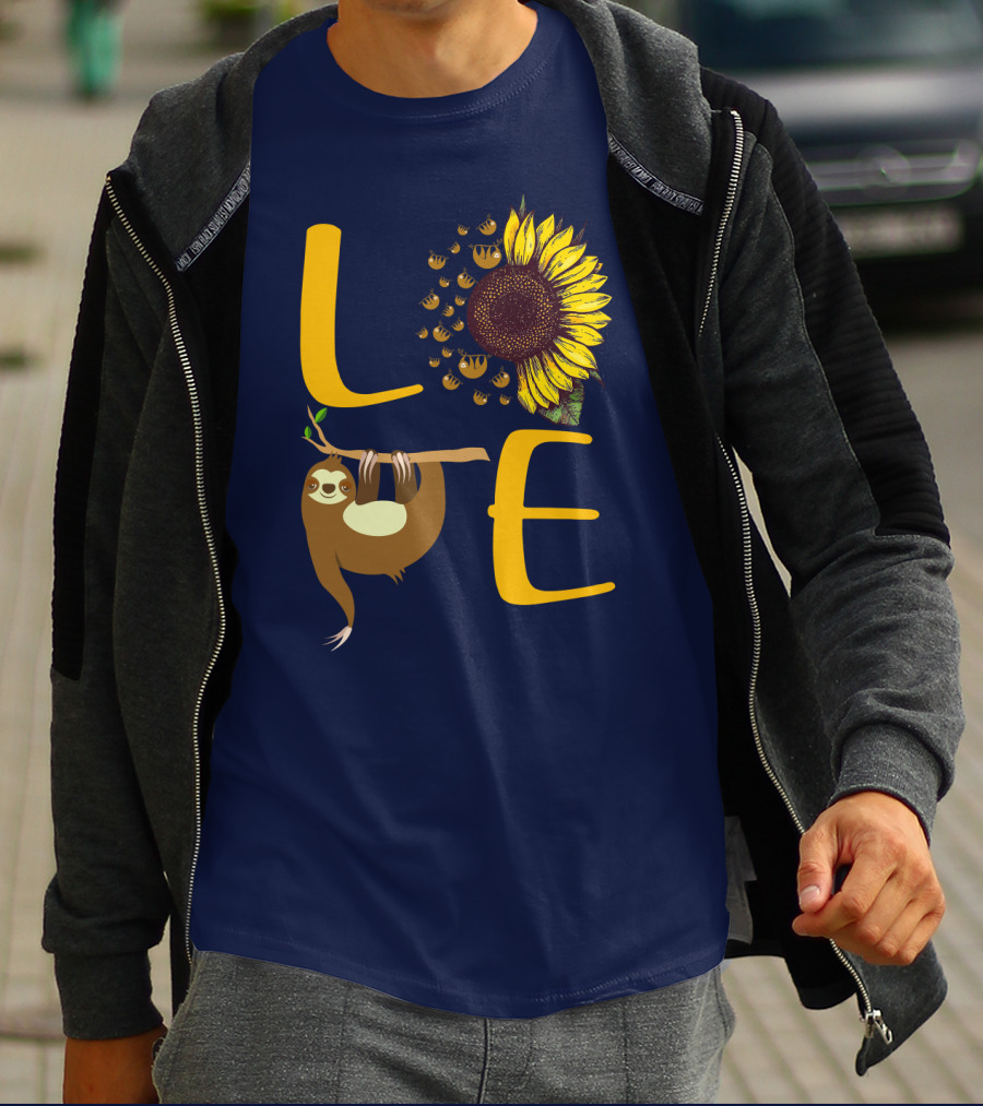 Love Sunflower Sloth Bees T-Shirt