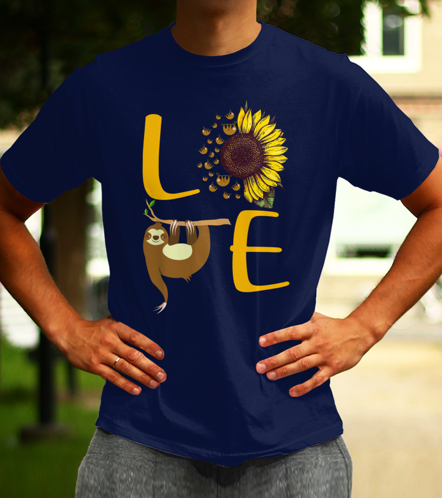Love Sunflower Sloth Bees T-Shirt