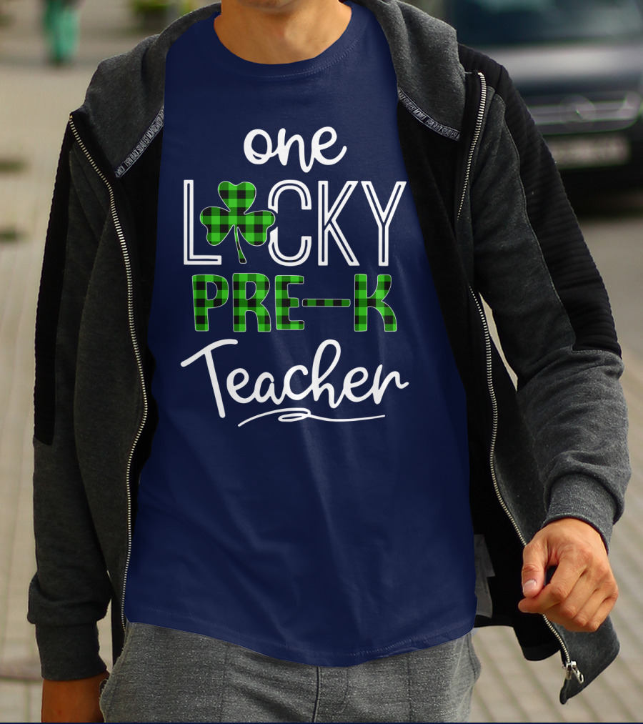 One Lucky Pre K Teacher Clover T-Shirt