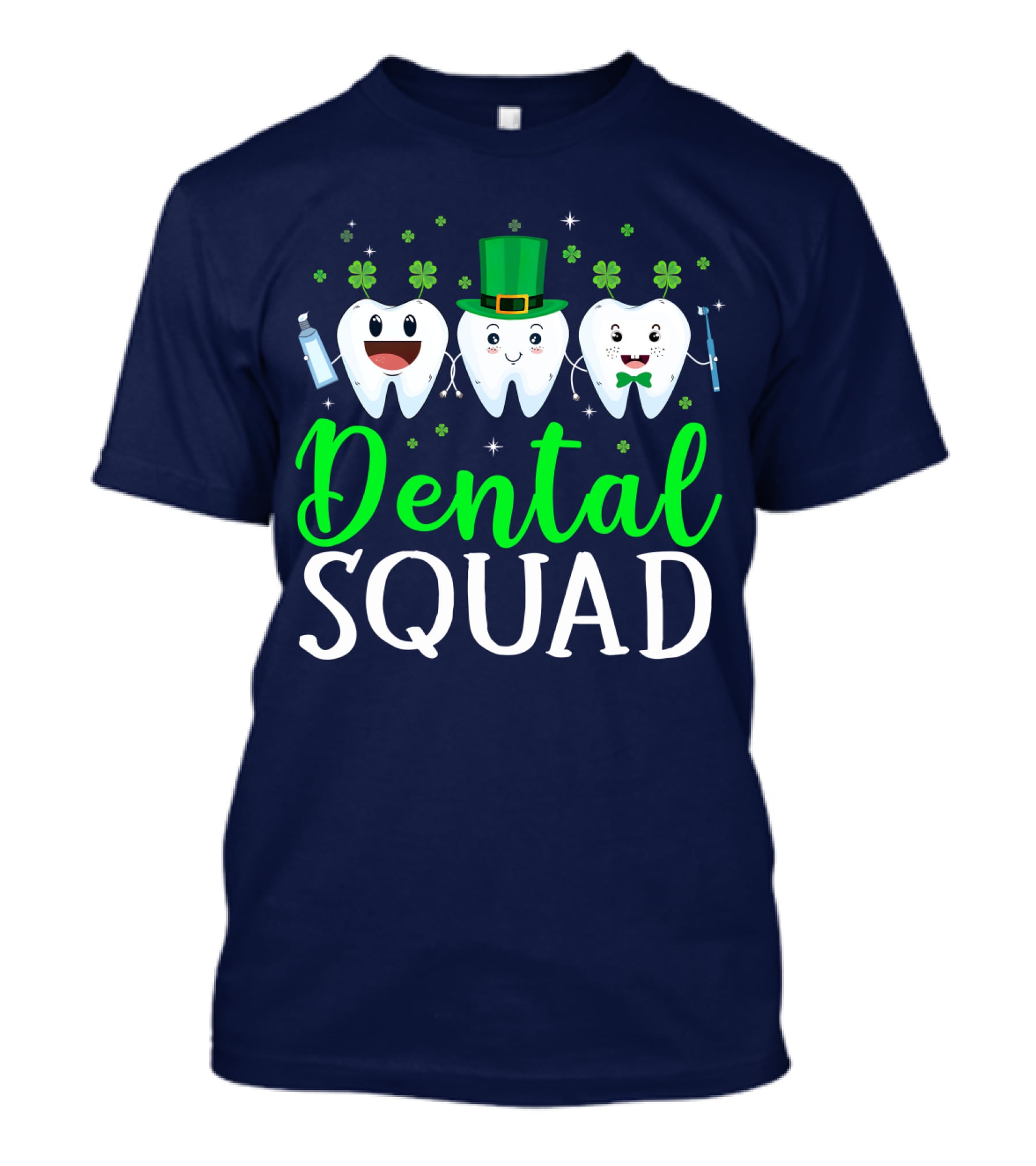 Dental Squad Funny Dentist St. Patrick's Day Tooth Trio T-Shirt