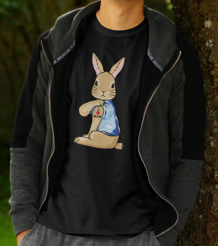Bunny Rabbit I Love Mom Tattoo T-Shirt