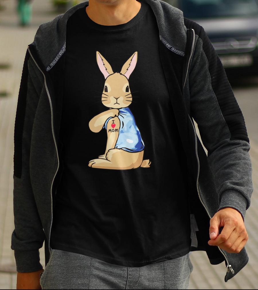 Bunny Rabbit I Love Mom Tattoo T-Shirt