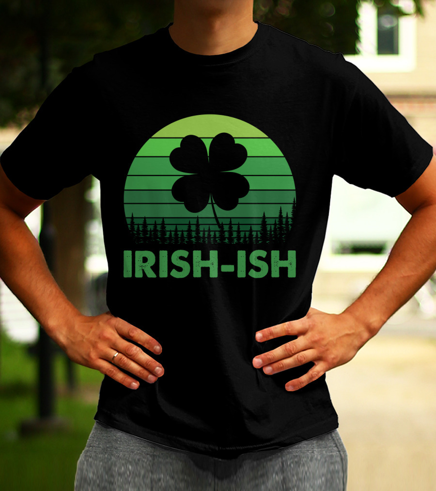 IRISH-ISH Shamrock Sunset Forest Lines T-Shirt