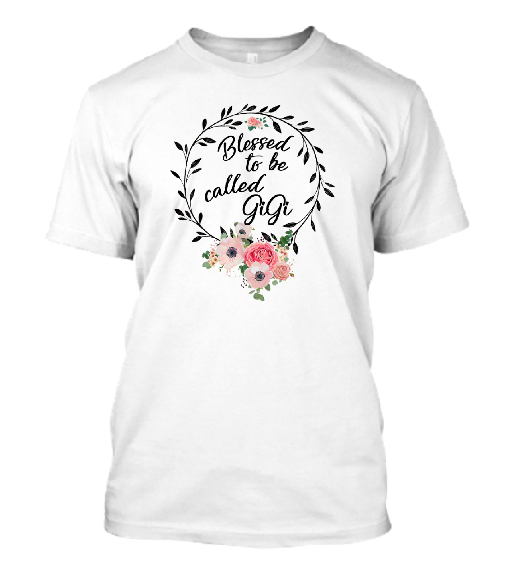 Blessed To Be Called Gigi Floral Wreath T-Shirt