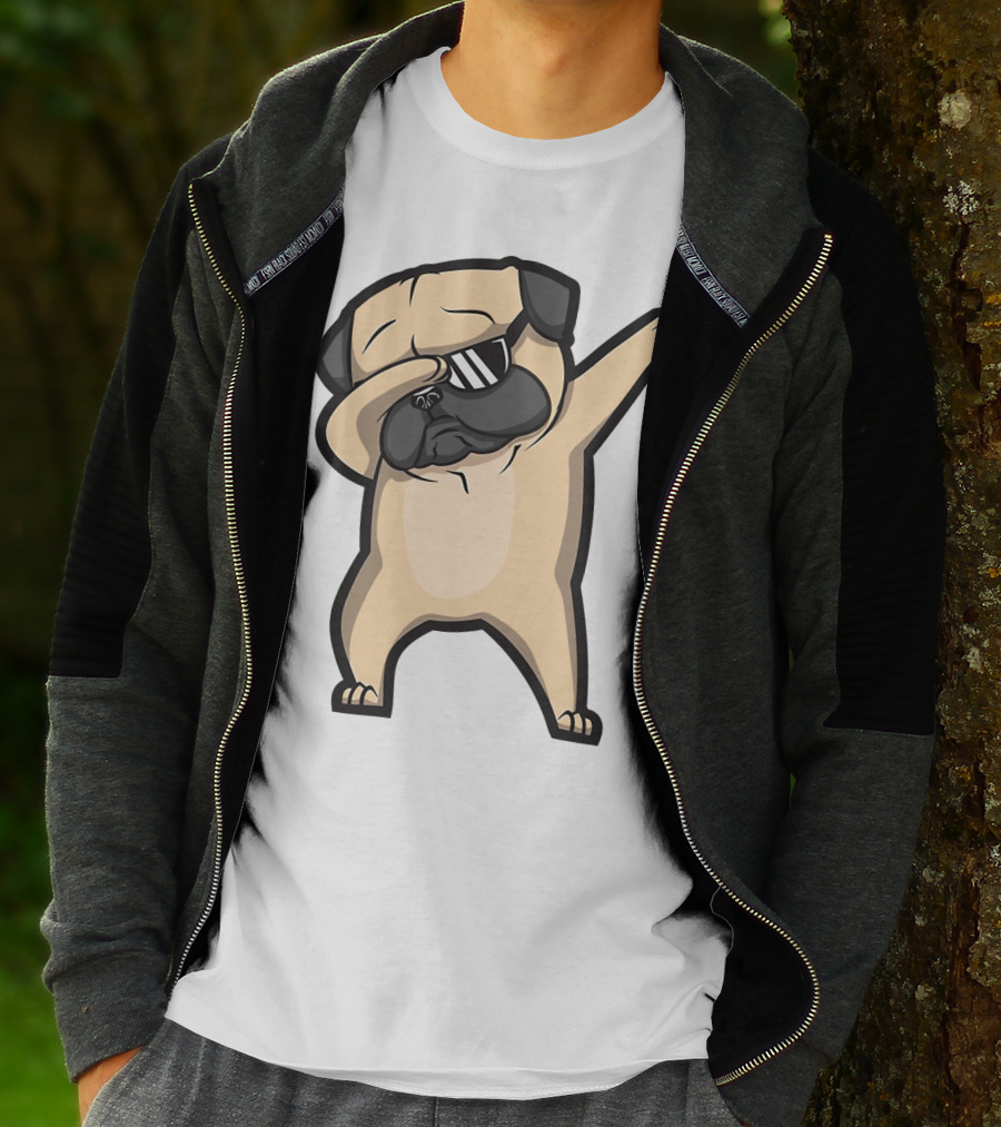 Bull Dog Dabbing Pug With Black Shades T-Shirt