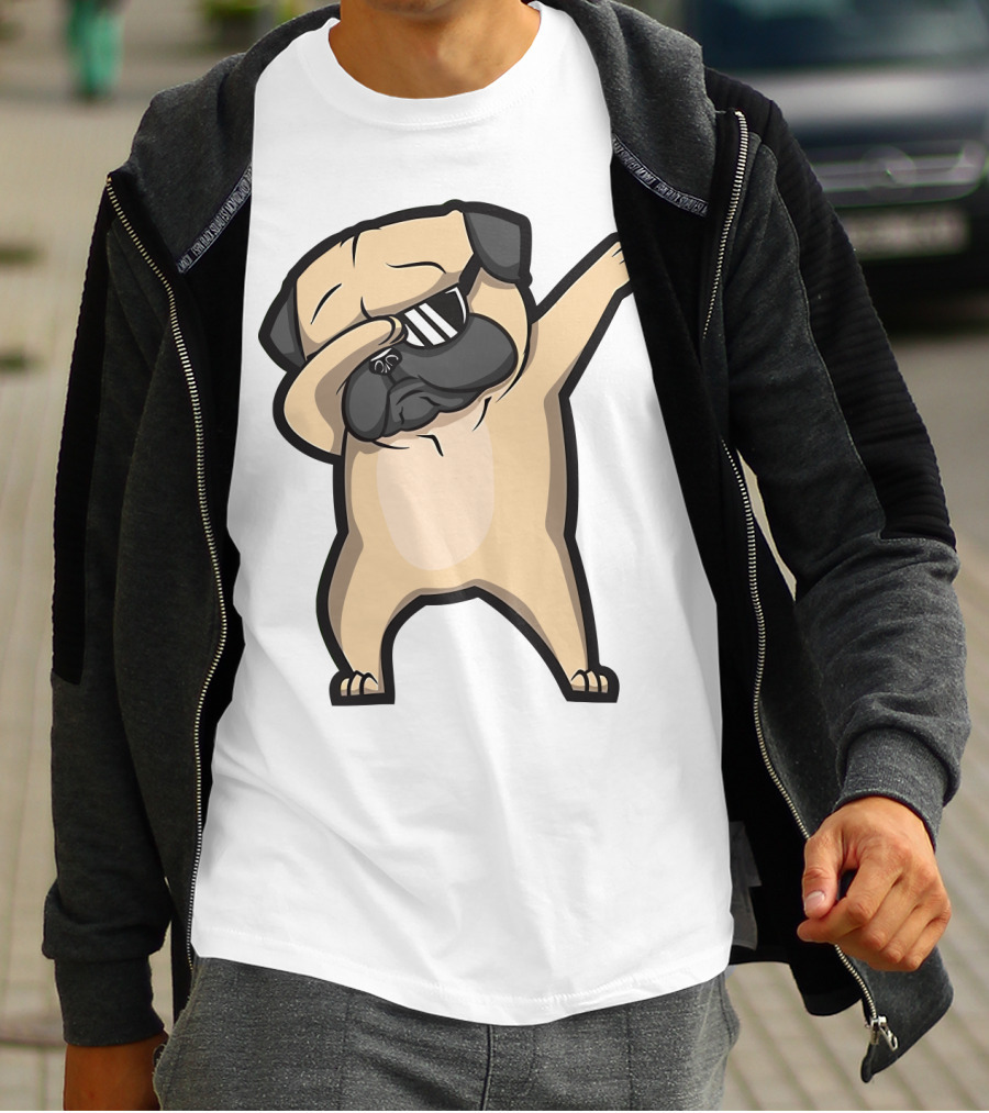 Bull Dog Dabbing Pug With Black Shades T-Shirt
