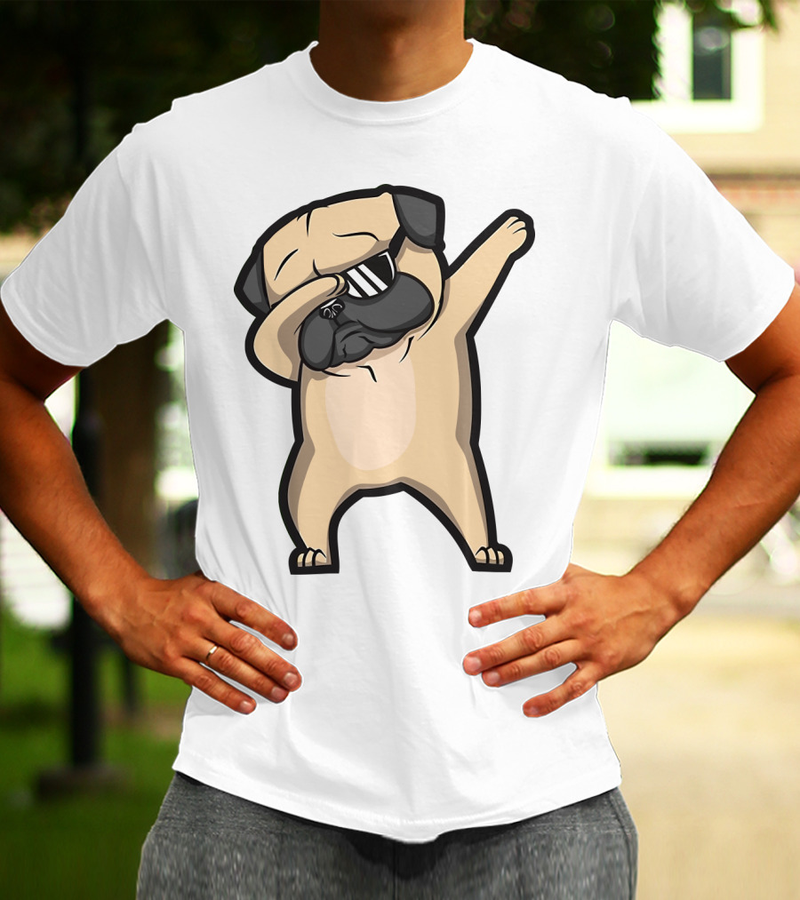 Bull Dog Dabbing Pug With Black Shades T-Shirt