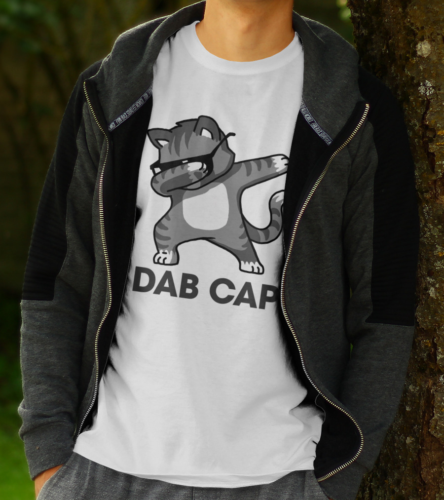 Dab Cap Funny Cat In Sunglasses Dabbing T-Shirt