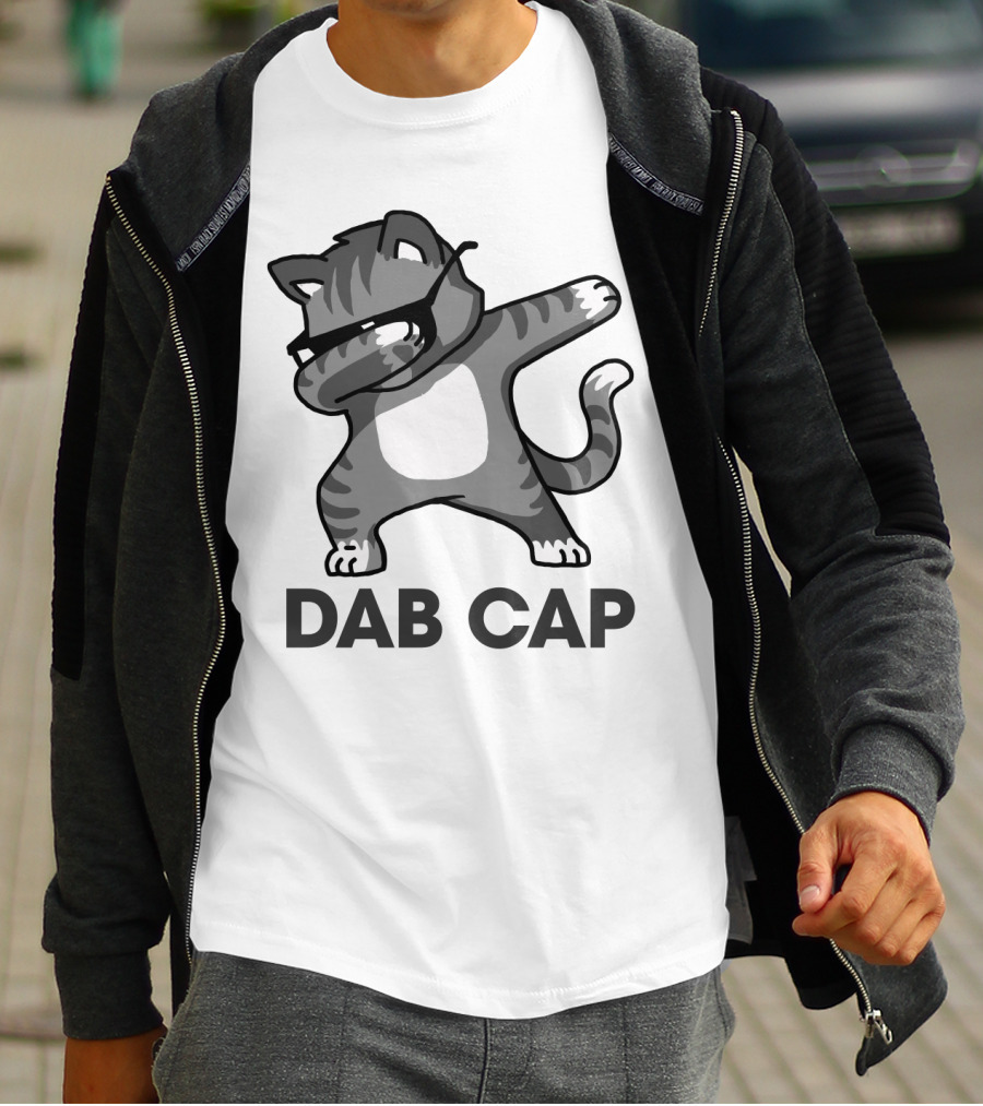 Dab Cap Funny Cat In Sunglasses Dabbing T-Shirt
