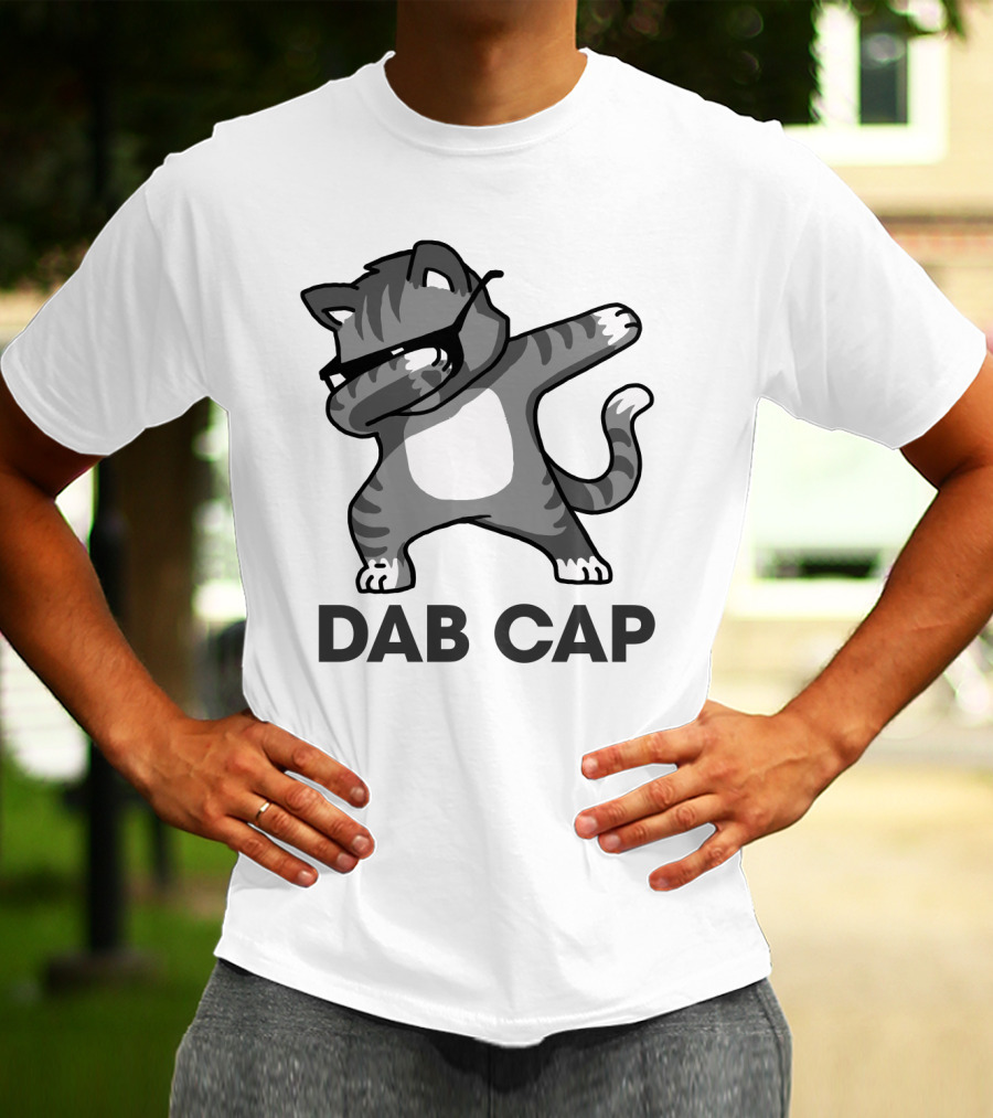 Dab Cap Funny Cat In Sunglasses Dabbing T-Shirt