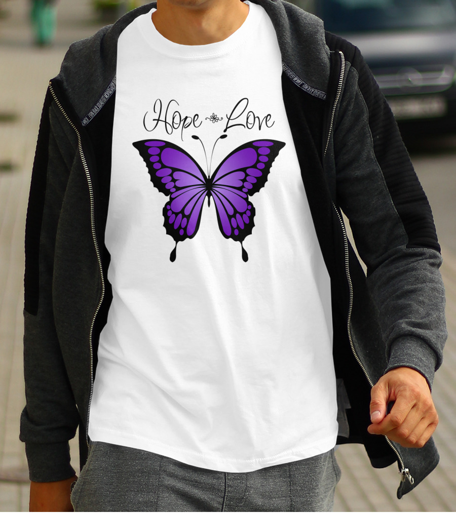 Hope Love Purple Butterfly T-Shirt