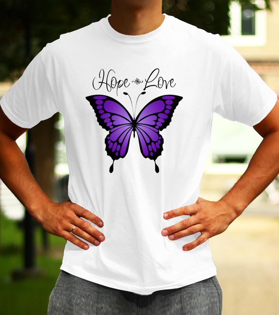 Hope Love Purple Butterfly T-Shirt