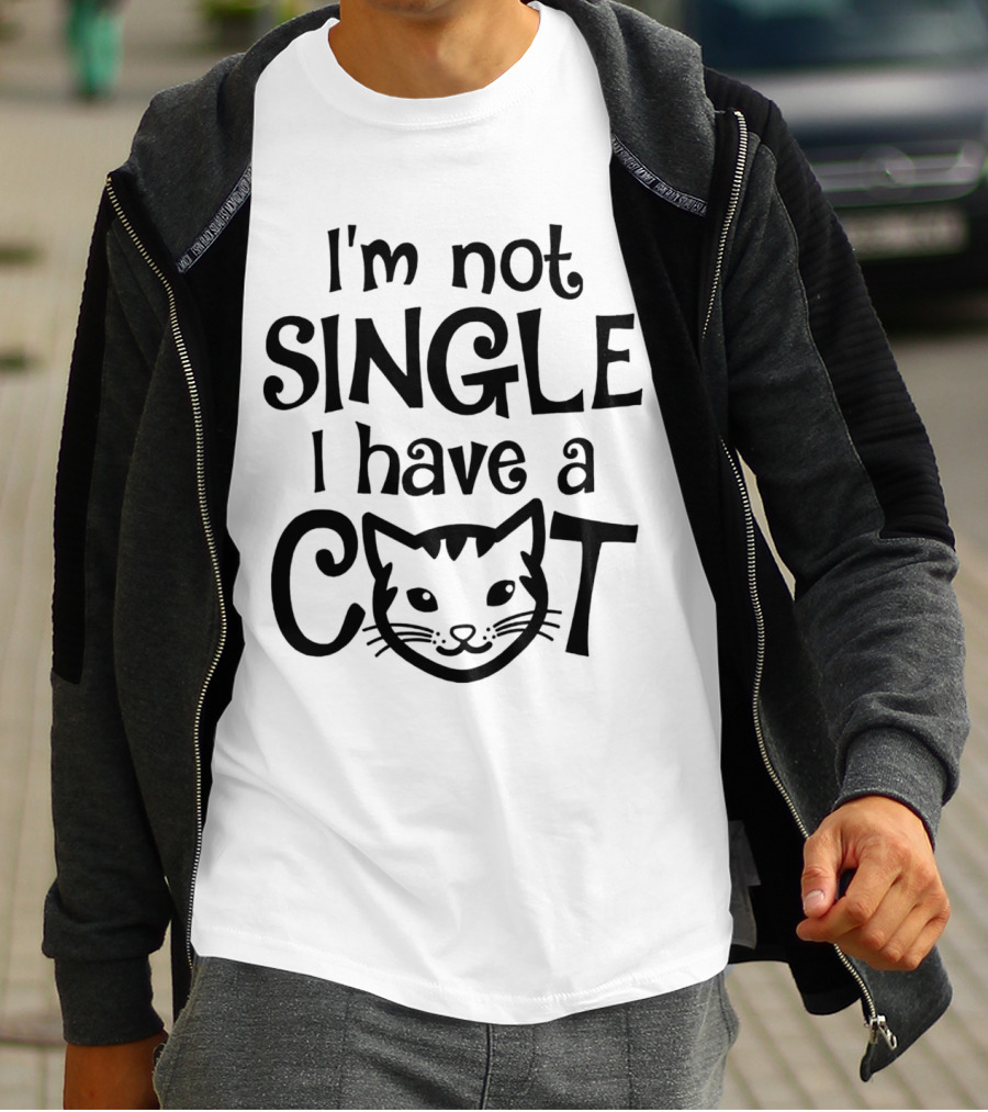 I'm Not Single I Have A Cat With Cat Face T-Shirt