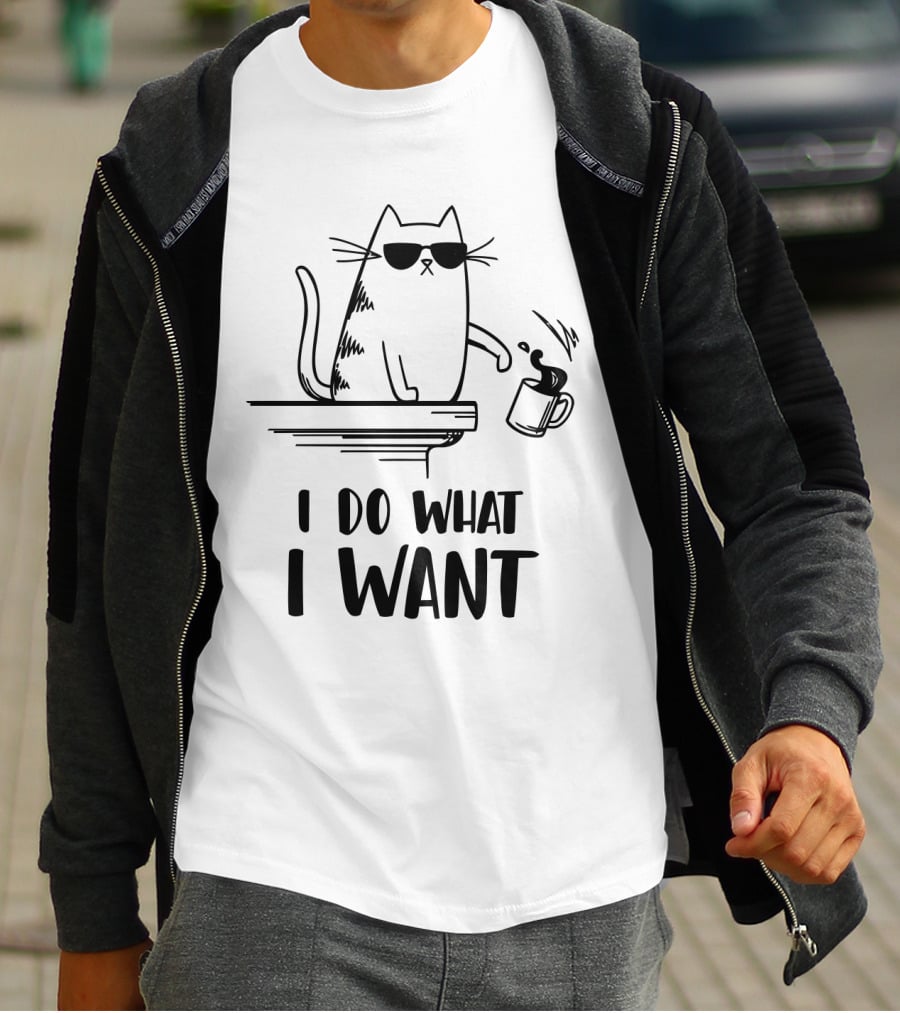 I Do What I Want Funny Cat Coffee Spill T-Shirt