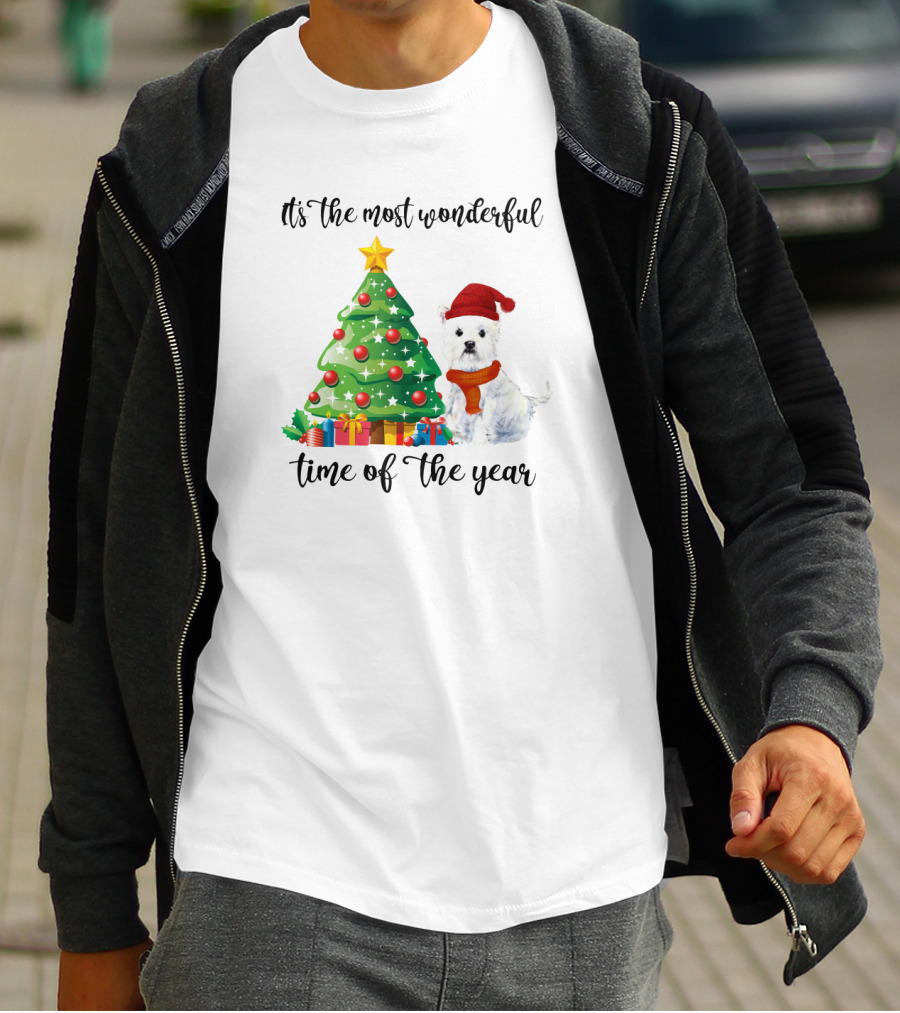It's The Most Wonderful Time Of The Year Christmas Tree And Dog T-Shirt