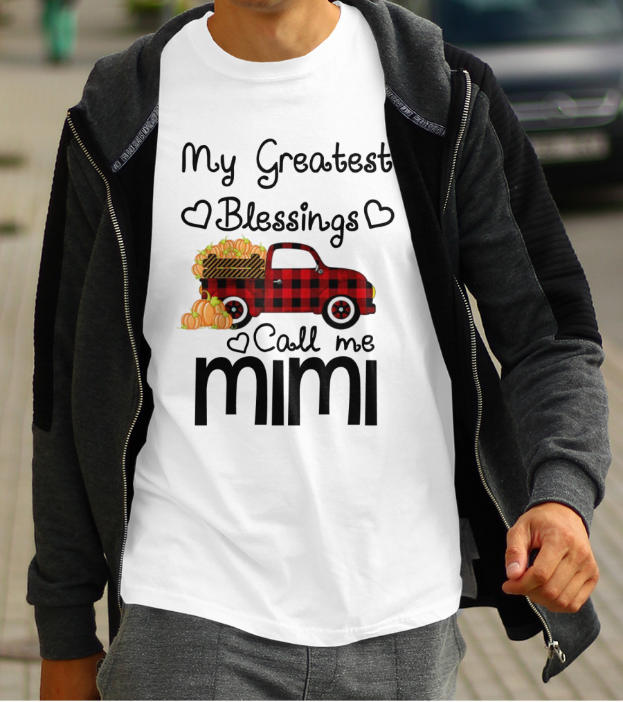 My Greatest Blessings Call Me Mimi Truck With Pumpkins T-Shirt