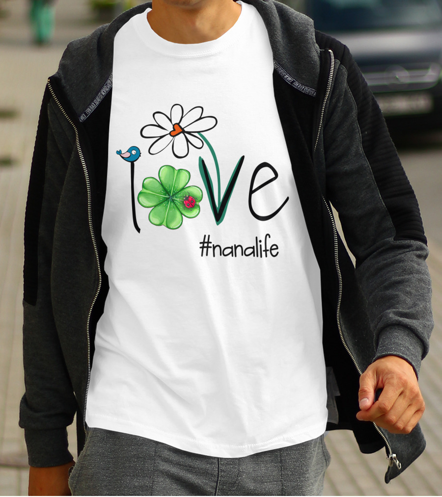Love Shamrock Ladybug Flower Bird #nanalife T-Shirt