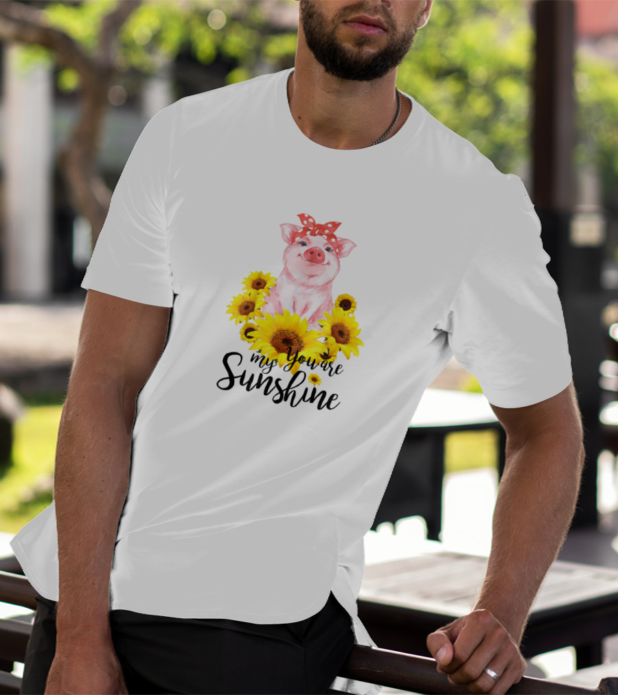 Pink Pig You Are My Sunshine Sunflower Fun T-Shirt