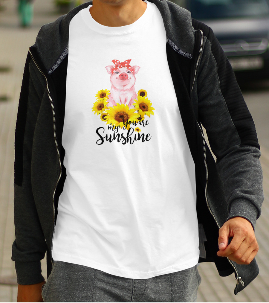 Pink Pig You Are My Sunshine Sunflower Fun T-Shirt