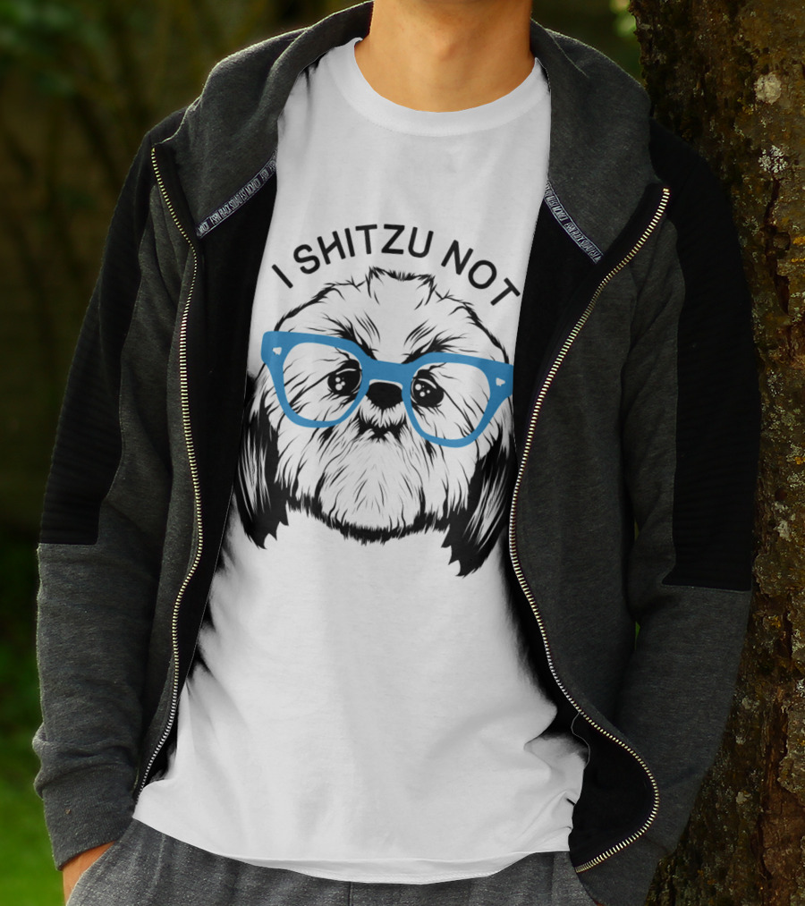 I Shitzu Not Shih Tzu Dog With Blue Glasses T-Shirt