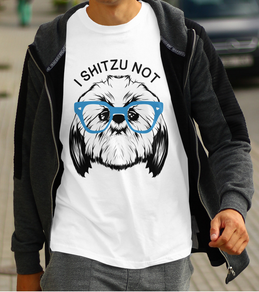 I Shitzu Not Shih Tzu Dog With Blue Glasses T-Shirt