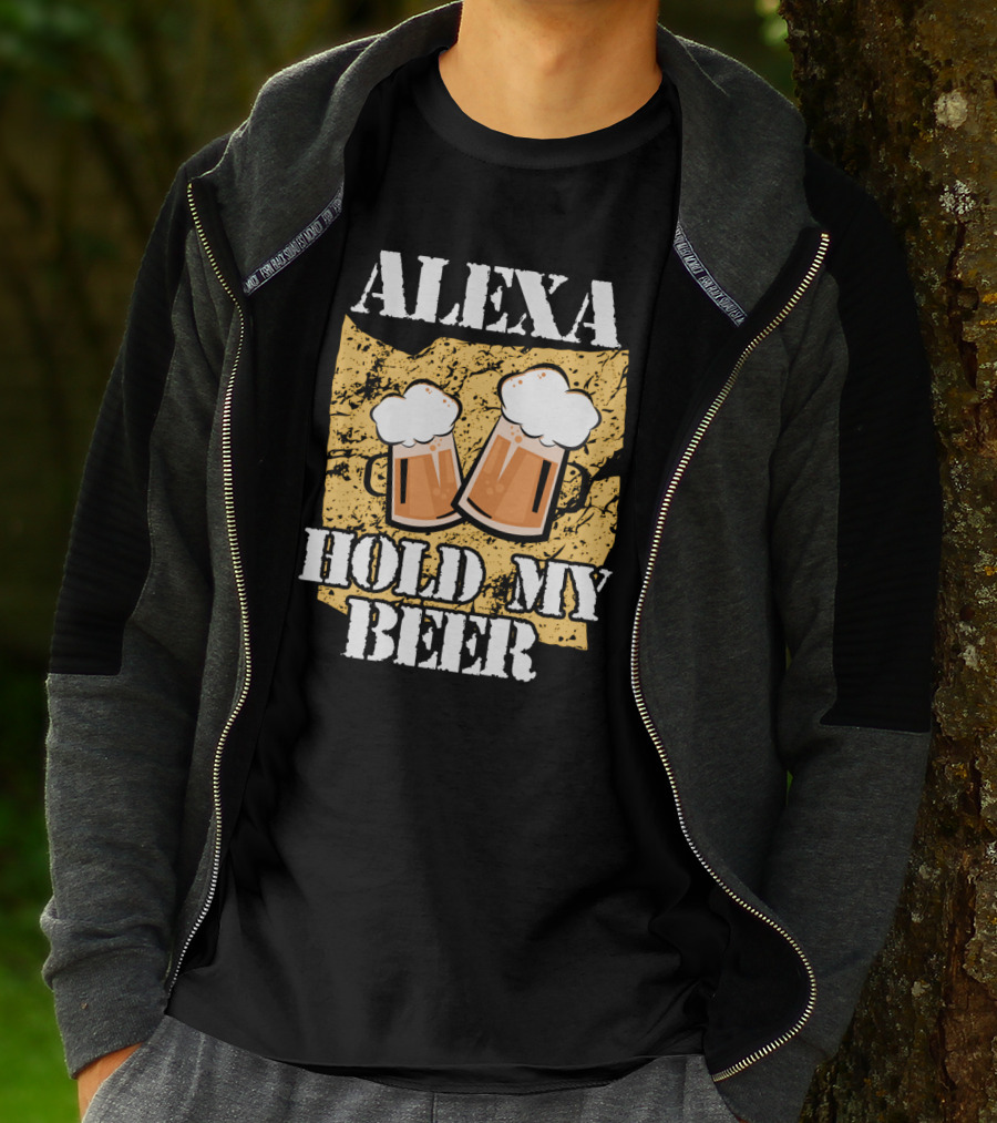 ALEXA HOLD MY BEER Two Beer Mugs Iconic T-Shirt
