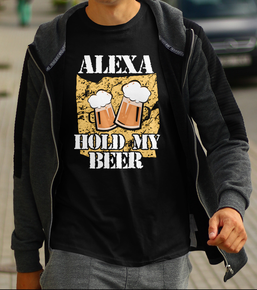 ALEXA HOLD MY BEER Two Beer Mugs Iconic T-Shirt