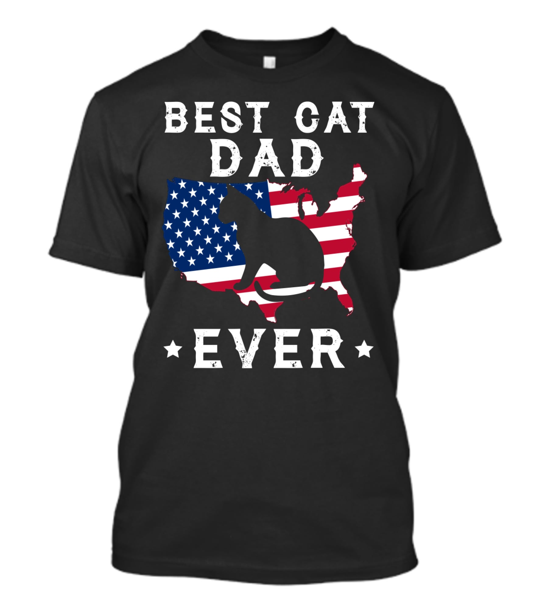 Best Cat Dad Ever USA Flag Cat T-Shirt