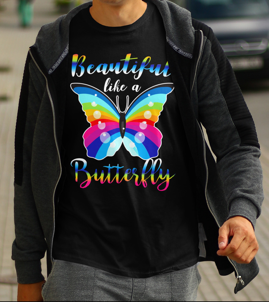 Beautiful Like A Butterfly Rainbow Wings T-Shirt