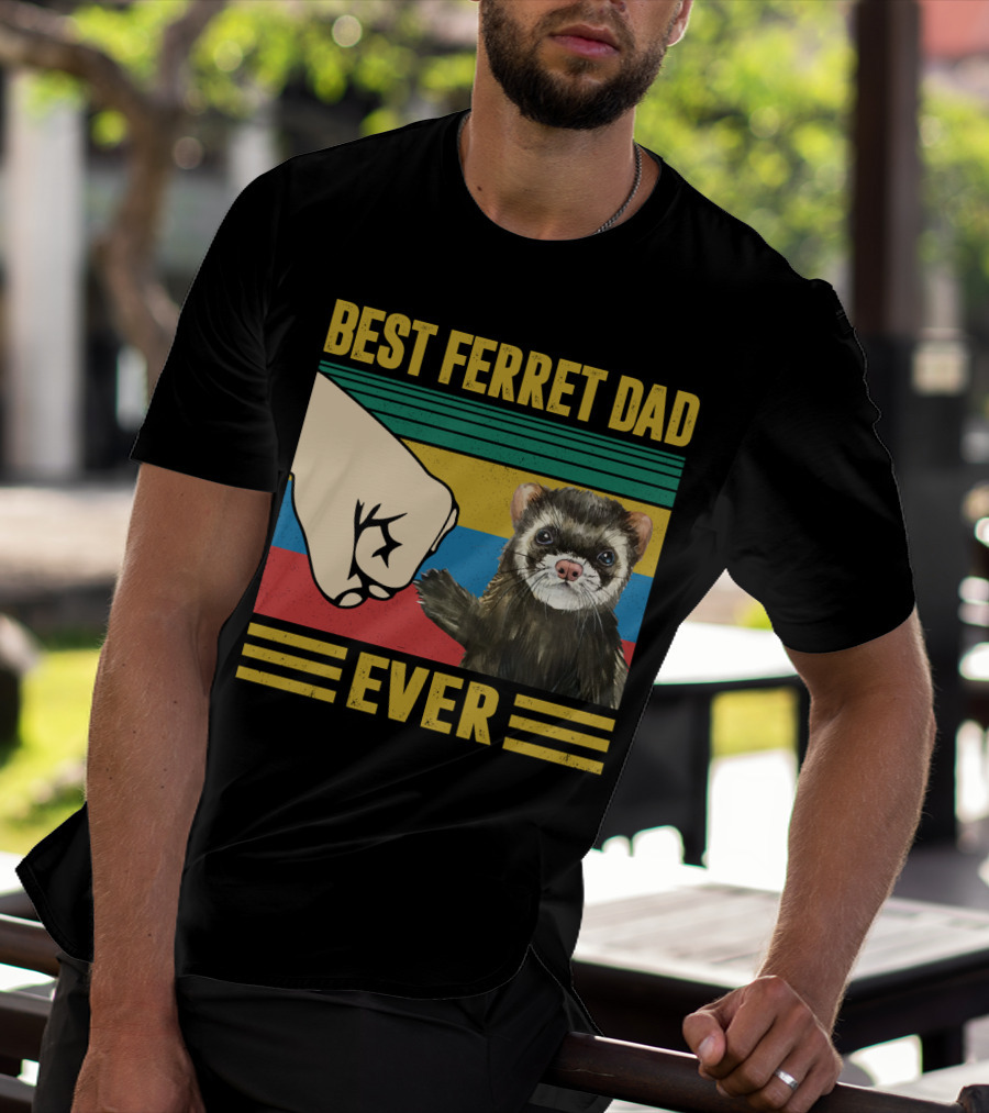 BEST FERRET DAD EVER FIST BUMP VINTAGE STRIPES T-Shirt