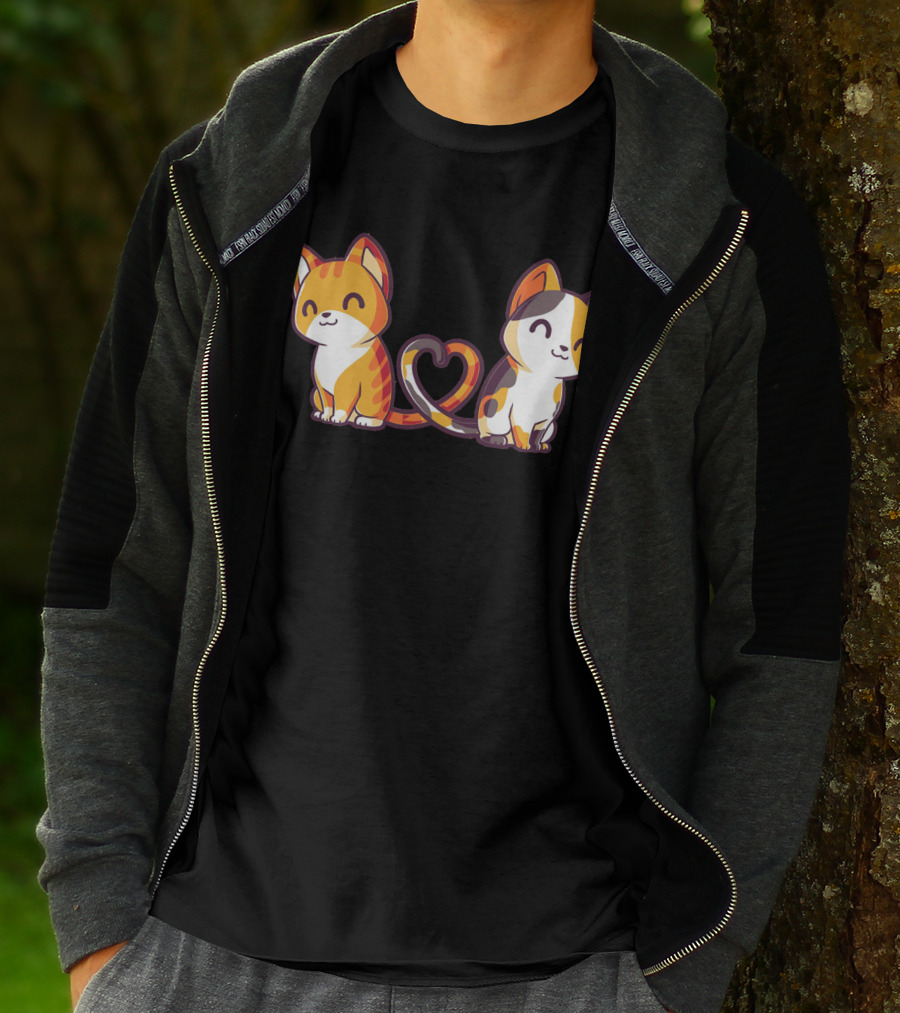 Smiling Cats With Heart-Shaped Tails T-Shirt
