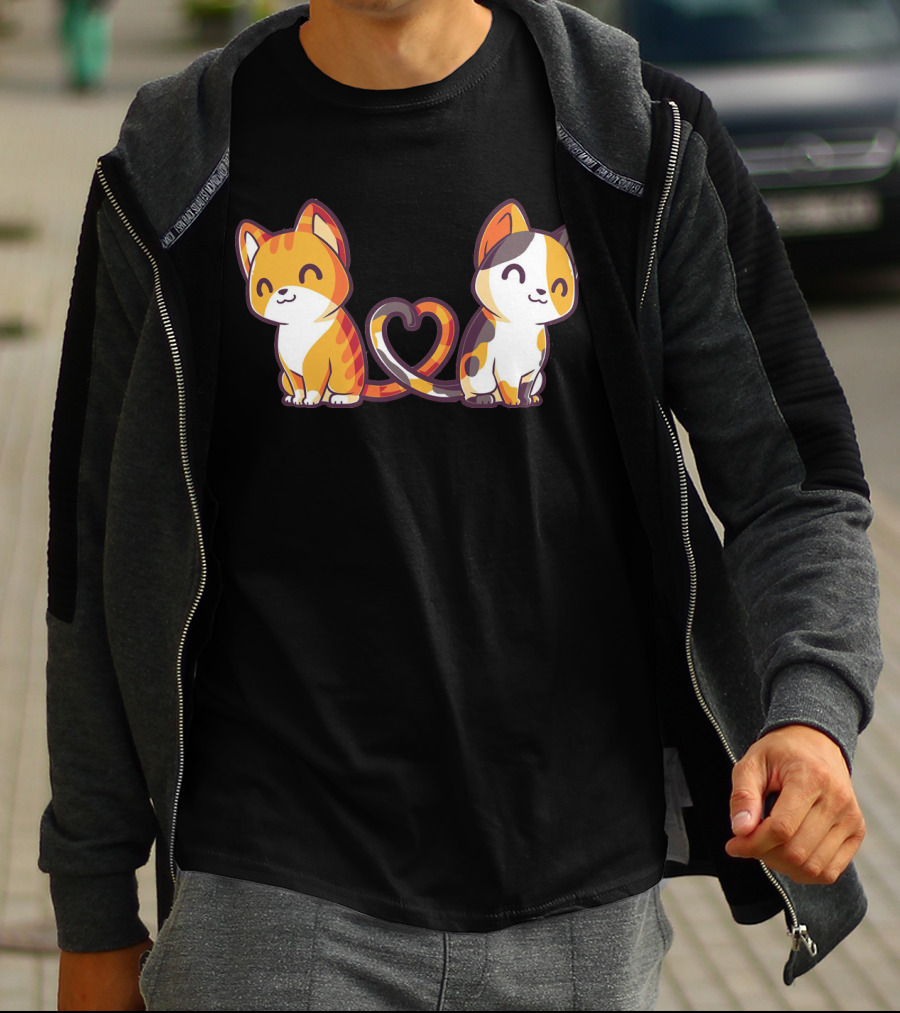 Smiling Cats With Heart-Shaped Tails T-Shirt
