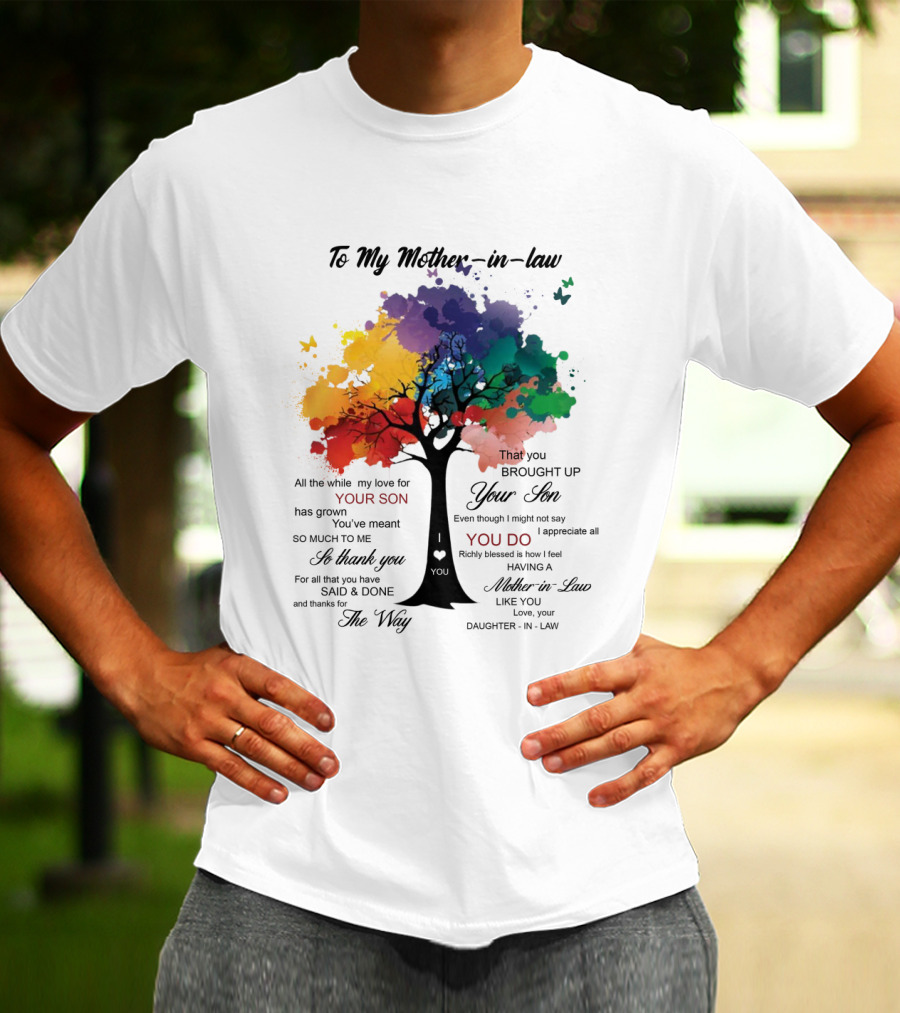 To My Mother-in-Law Mother’s Day Birthday Gift Idea From Daughter-in-Law Richly Blessed Colorful Tree T-Shirt