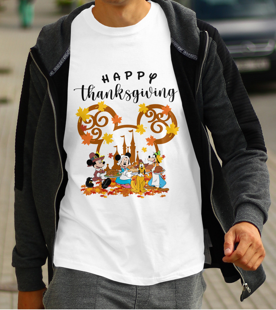 Happy Thanksgiving Disney Characters Festive T-Shirt