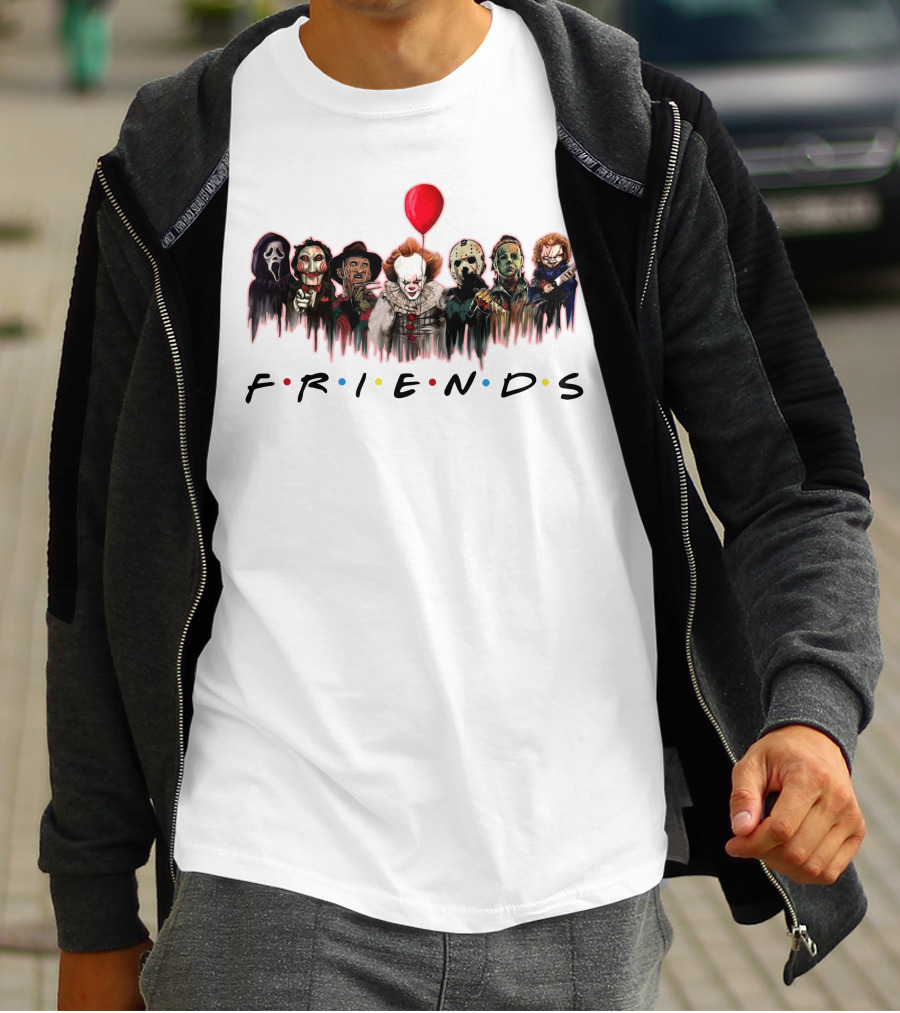 FRIEND KILLER Halloween Horror Characters With Red Balloon T-Shirt