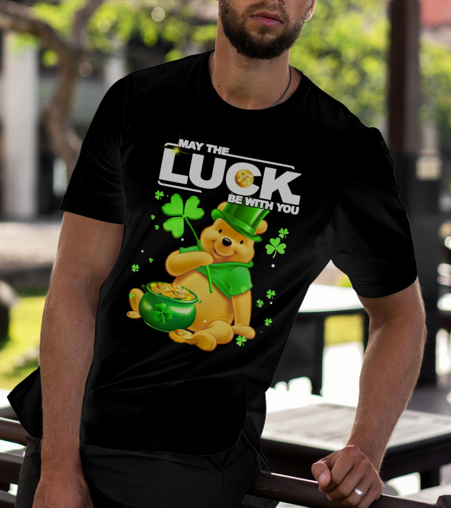May The Luck Be With You Shamrock Pot Of Gold Bear T-Shirt