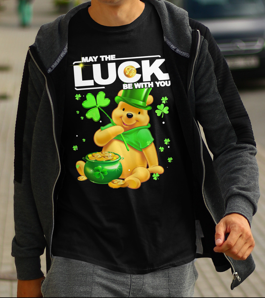May The Luck Be With You Shamrock Pot Of Gold Bear T-Shirt