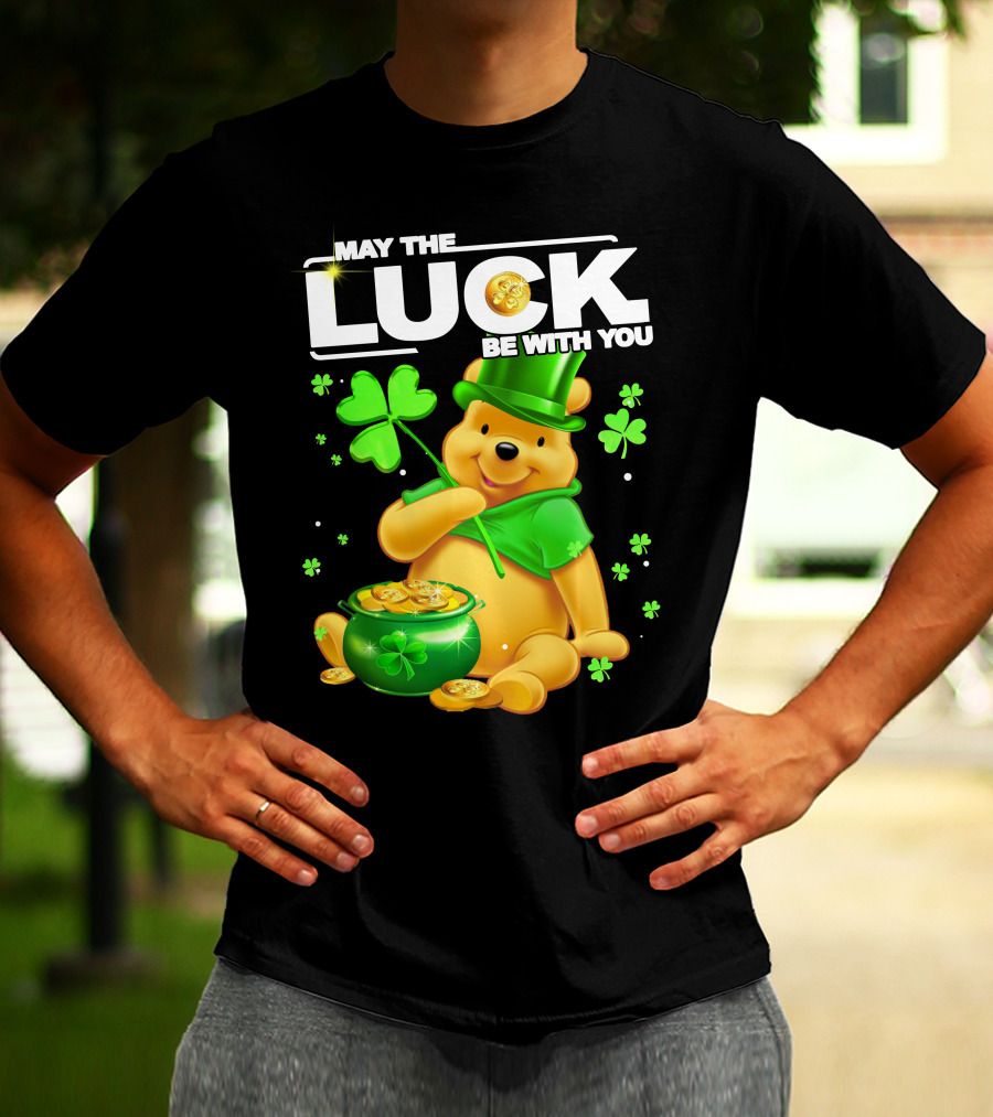 May The Luck Be With You Shamrock Pot Of Gold Bear T-Shirt