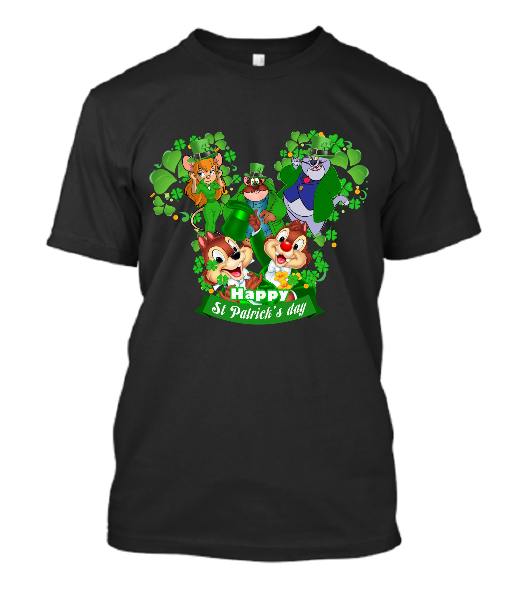 Happy St Patrick's Day Chip And Dale Character T-Shirt