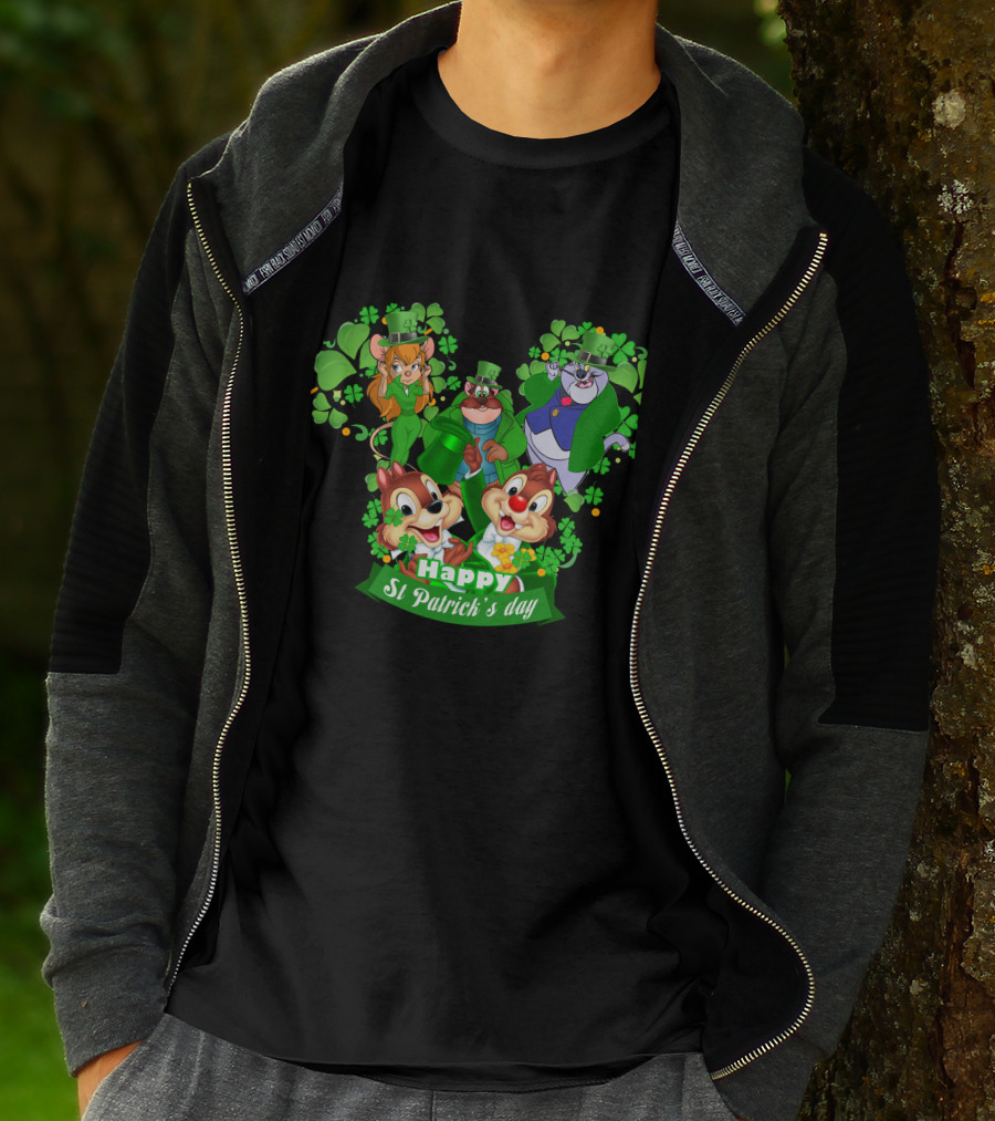 Happy St Patrick's Day Chip And Dale Character T-Shirt