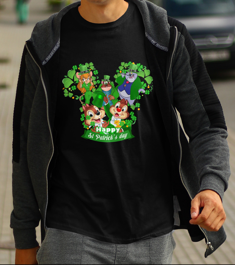 Happy St Patrick's Day Chip And Dale Character T-Shirt